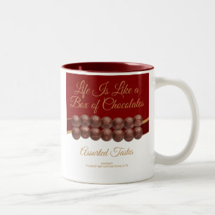 Das Leben ist wie eine Schachtel Pralinen Zweifarbige Tasse