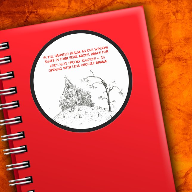 Das Leben ist wie eine Spuk Illustration des Hause Runder Aufkleber (Embrace life's twists with our Haunted House Sticker: whimsical, spooky, inspiring!)