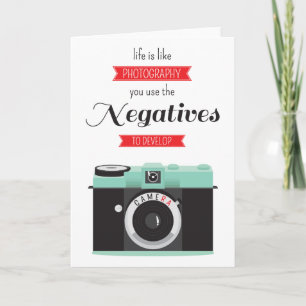 "Das Leben ist wie Fotografie" Vintage-Kamera-Zita Karte