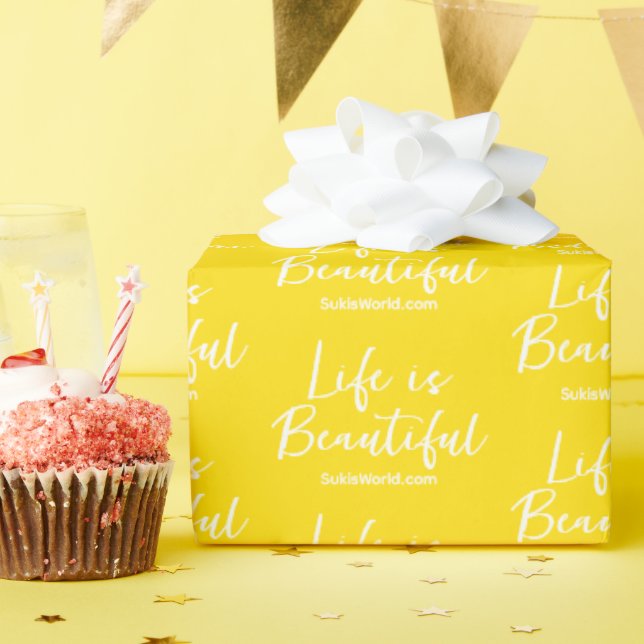 Das Leben ist wunderschön gelb Blog Brand Website Geschenkpapier (Geburtstagsparty)