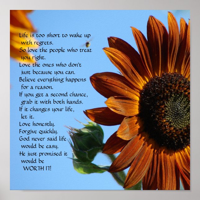 Das Leben ist zu kurz - Motivierend Poster (Vorne)