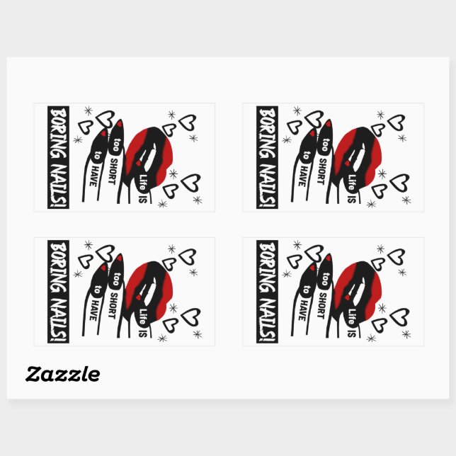 Das Leben ist zu Kurz, um langweilige Nägel zu hab Rechteckiger Aufkleber (Blatt)