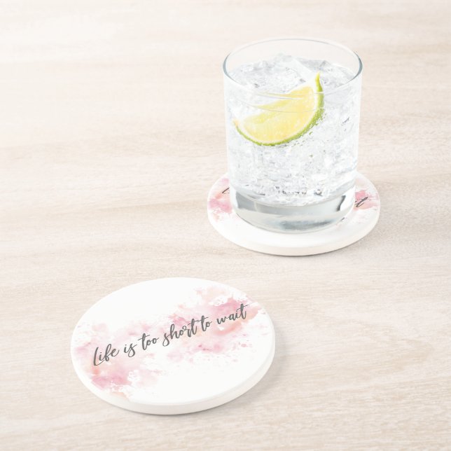 Das Leben ist zu kurz, um zu warten Getränkeuntersetzer (Seite)
