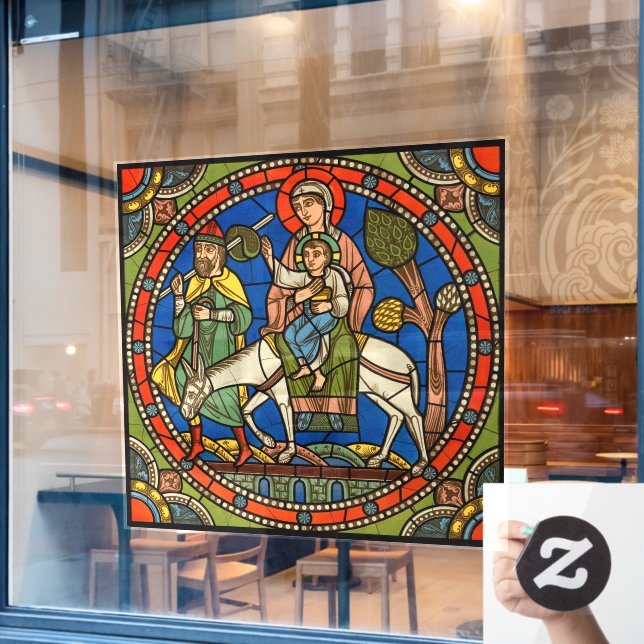 Das Leben Jesu Christi Die heilige Familie Chartre Fensteraufkleber (Café-Fenster)