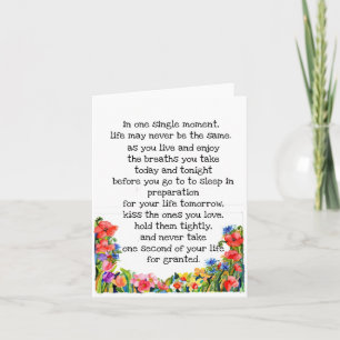 "Das Leben kann sich sofort ändern"+ Aquarellfarbe Dankeskarte