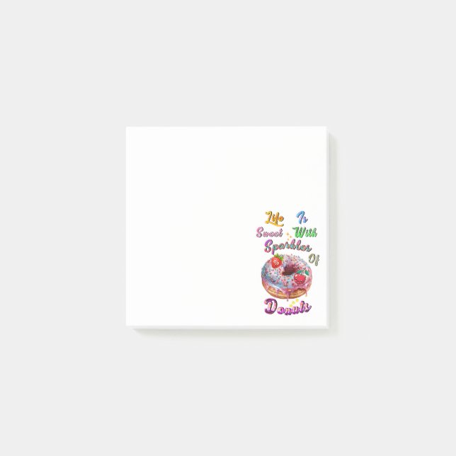 Das Leben klebrig ist süß mit Glitzer von Donuts Post-it Klebezettel (Vorderseite)