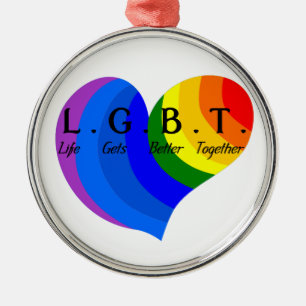Das Leben kommt besseren LGBT Stolz zusammen Silbernes Ornament