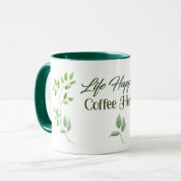 Das Leben macht Kaffee zu grünen Blätter