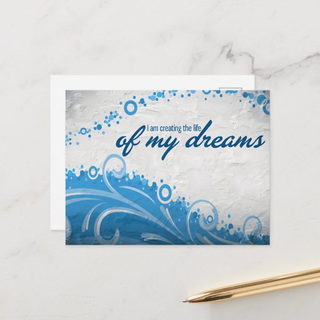 "Das Leben meiner Träume" Motivation Affirmation Postkarte (Vorderseite/Rückseite Beispiel)