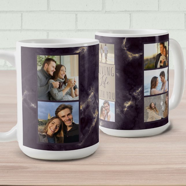 Das Leben mit Dir lieben - 7 Foto-Collage Dunkler  Kaffeetasse (Von Creator hochgeladen)