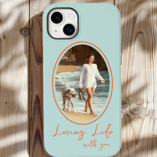 Das Leben mit dir lieben Mint Orange Oval gerahmte Case-Mate iPhone 14 Plus Hülle