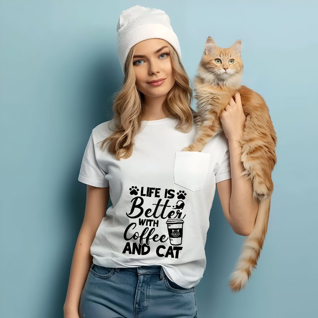 Das Leben mit Kaffee & Katze, besten Katzengeschen Tri-Blend Shirt (Von Creator hochgeladen)