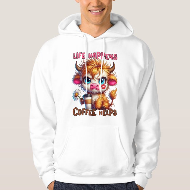 Das Leben passiert, Kaffee hilft Hoodie (Vorderseite)