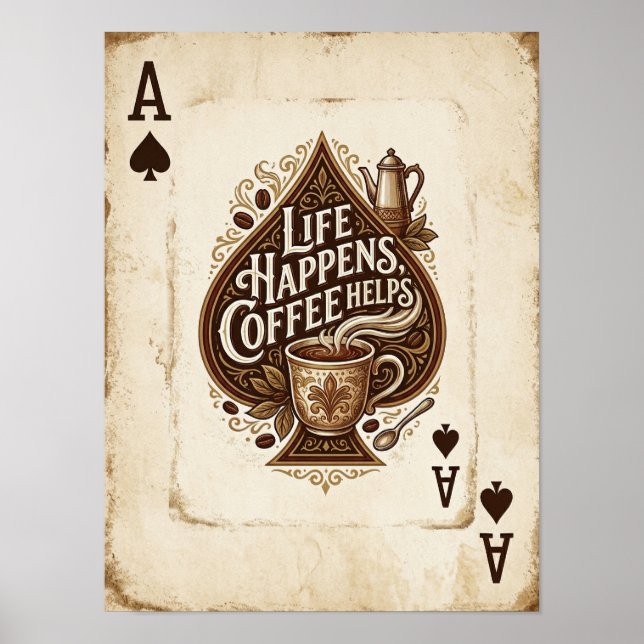 das Leben passiert, Kaffee hilft Poster (Vorne)