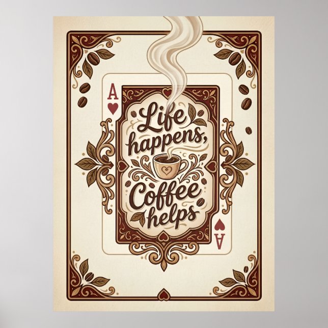 das Leben passiert, Kaffee hilft Poster (Vorne)