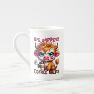 Das Leben passiert, Kaffee hilft Prozellantasse