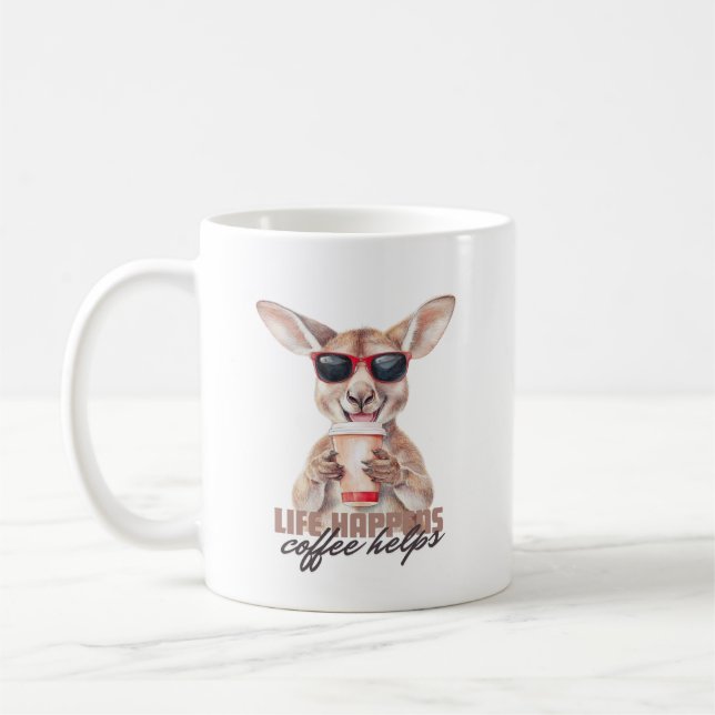 Das Leben passiert Kaffeehilfen, Aussie Style Tass Kaffeetasse (Links)