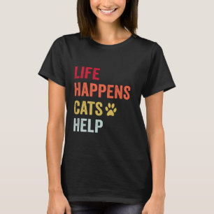 Das Leben passiert Katzen helfen dem Hund, der ger T-Shirt