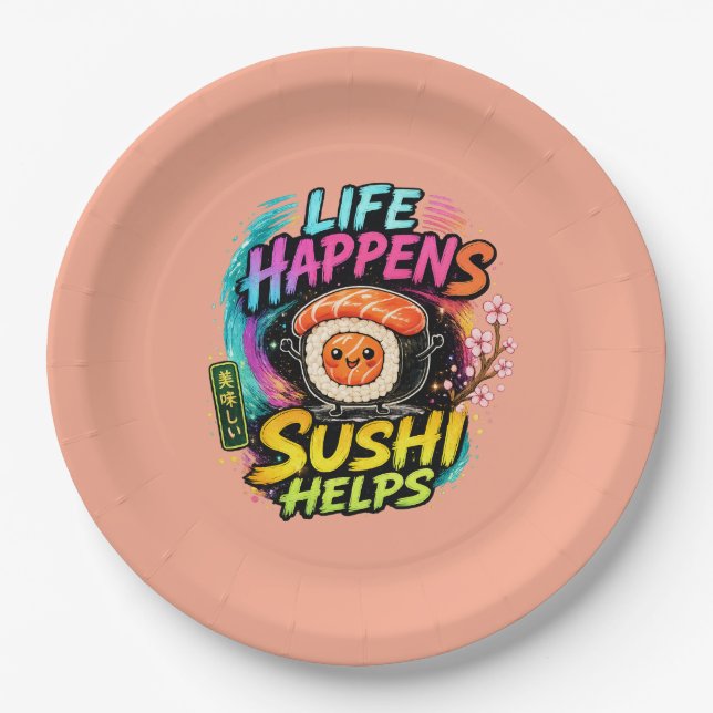 Das Leben passiert, Sushi hilft Pappteller (Vorderseite)