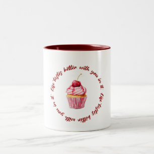 Das Leben schmeckt mit dir besser Süße Liebeszit Zweifarbige Tasse