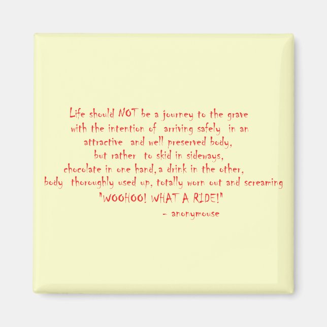 Das Leben sollte keine Reise sein Magnet (Vorne)