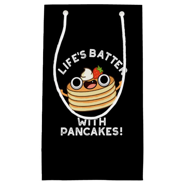 Das Leben spielt mit Pancakes Funny Food Pun Dark  Kleine Geschenktüte (Vorderseite)