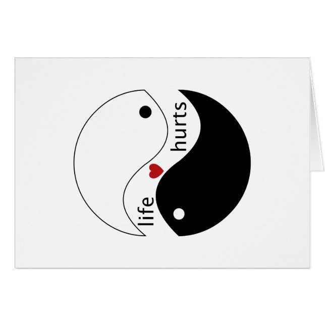 Das Leben tut weh, Herz hält Yin + Yang zusammen,  (Vorderseite (Horizontal))