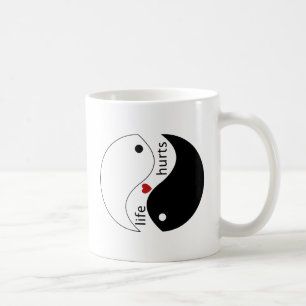 Das Leben tut weh, Herz und Yin-Yang-Symbol, Leben Kaffeetasse