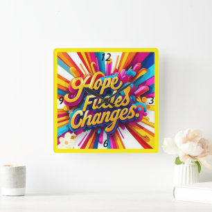 "Das Leben verändern" Quadratische Wanduhr