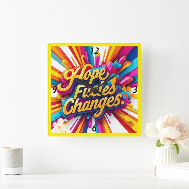 "Das Leben verändern" Quadratische Wanduhr (Zuhause)