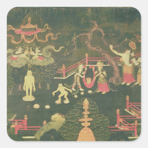 Das Leben von Buddha Shakyamuni Quadratischer Aufkleber
