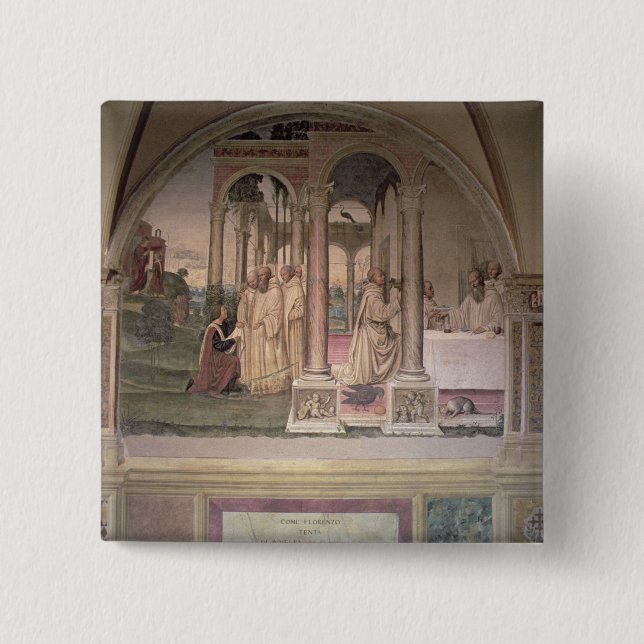 Das Leben von St. Benedict (Fresko) (Detail) 3 Button (Vorderseite)