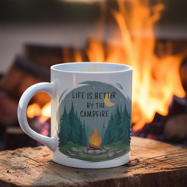Das Leben wird besser durch das Campfire-Camping Kaffeetasse (Von Creator hochgeladen)
