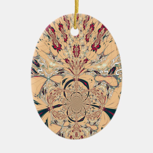 Das lebendige afrikanische Kaleidoskop: Ein Peachy Keramik Ornament (Vorne)