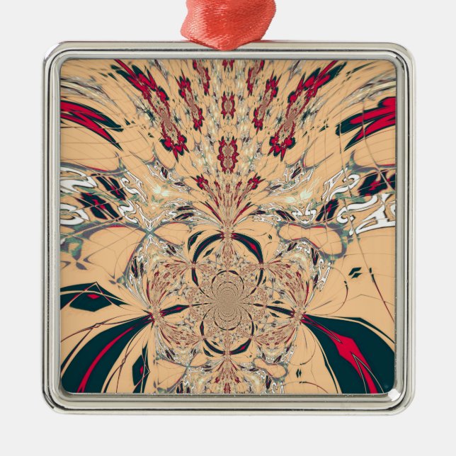 Das lebendige afrikanische Kaleidoskop: Ein Peachy Silbernes Ornament (Vorne)