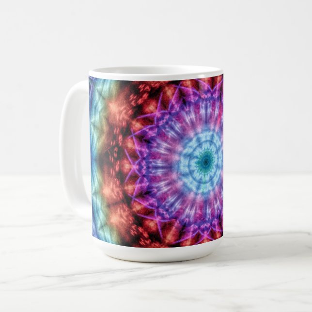 Das lebendige Kaleidoskop Mandala Kunst und Kultur Kaffeetasse (Vorderseite Links)