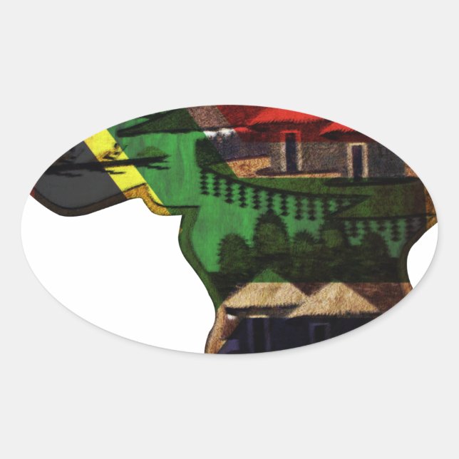 Das lebendige Mosaik Afrikas: Dekorative Musterkun Ovaler Aufkleber (Vorderseite)