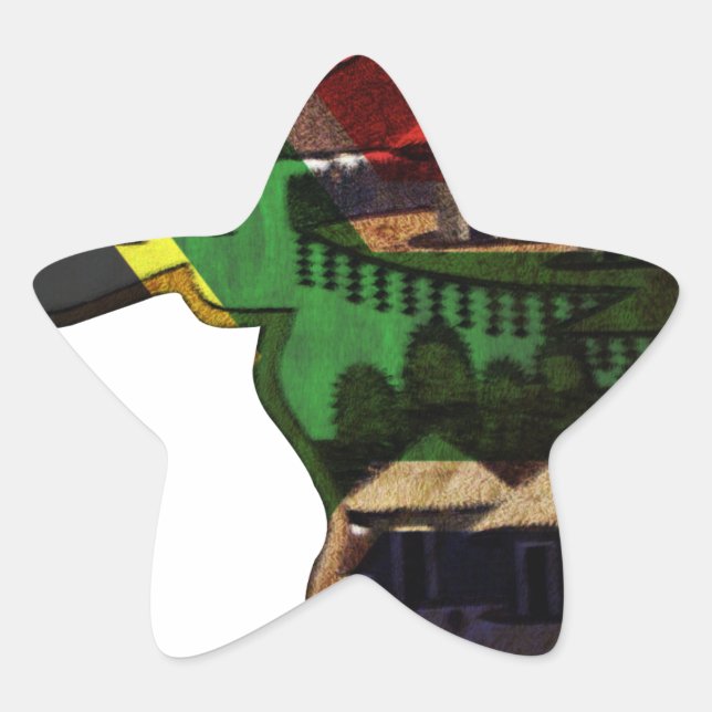 Das lebendige Mosaik Afrikas: Dekorative Musterkun Stern-Aufkleber (Vorderseite)