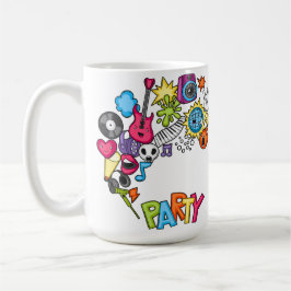 Das lebendige Party Kawaii Doodle Art Kaffeetasse