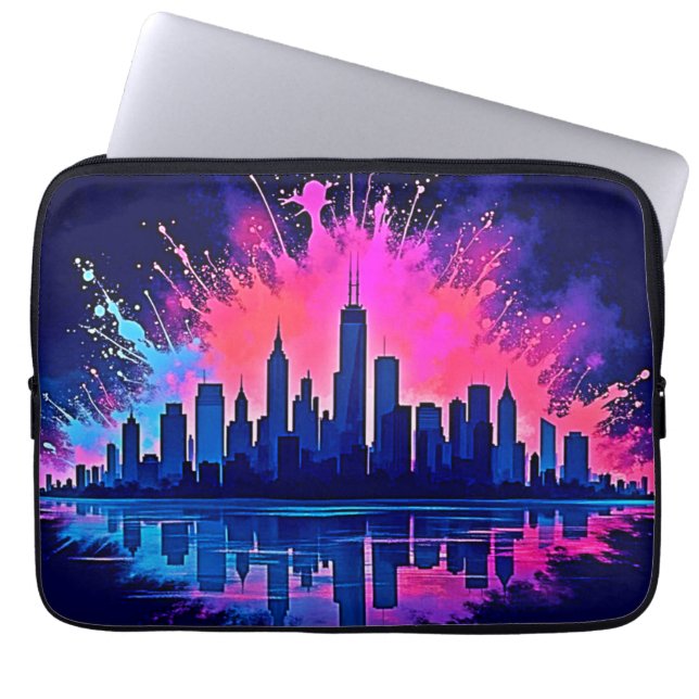 Das lebendige Stadtbild Splash Art Laptopschutzhülle (Vorderseite)