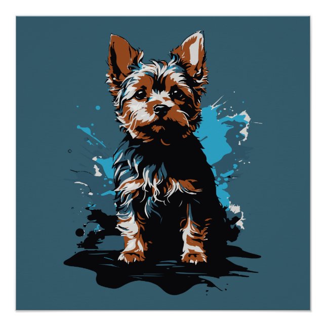 Das lebendige Yorkshire Terrier Splash Art Poster (Vorderseite)