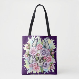 Das leichte Vermächtnis - Gothic Skull & Rose Tote