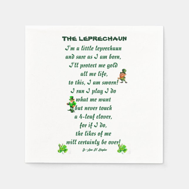 DAS LEPRECHAUN POEM SERVIETTE (Vorderseite)