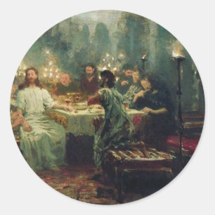 Das letzte Abendessen durch Ilya Repin Runder Aufkleber