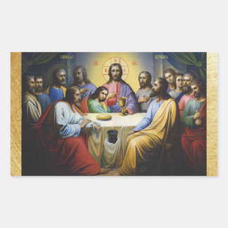 Das letzte Abendessen Jesus Christus Weihnachtsauf Rechteckiger Aufkleber