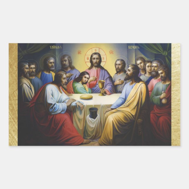 Das letzte Abendessen Jesus Christus Weihnachtsauf Rechteckiger Aufkleber (Vorderseite)
