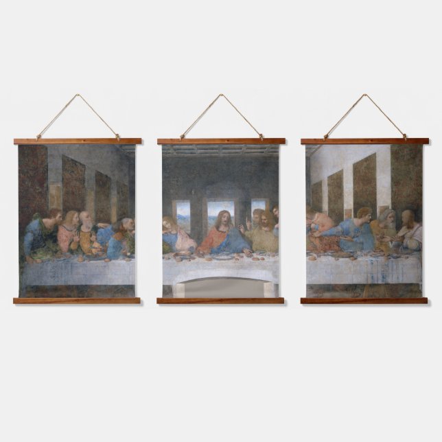 Das letzte Abendessen, Leonardo da Vinci Wandteppich Mit Holzrahmen (Dreifach)