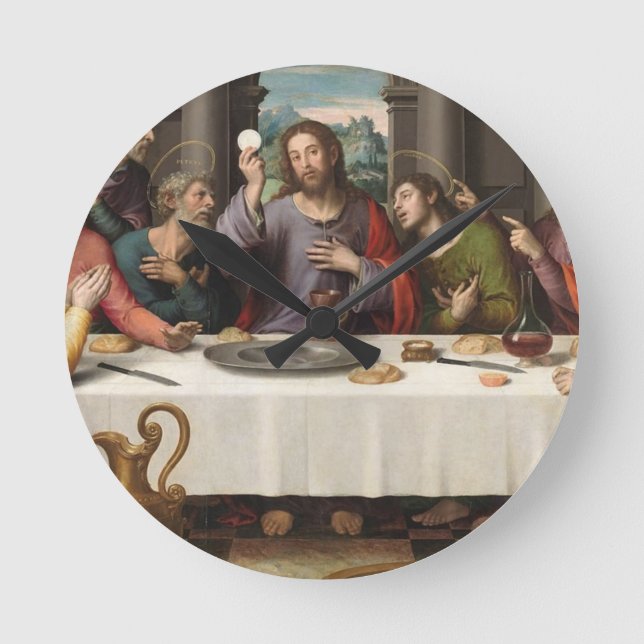Das letzte Abendessen Vicente Juan Masip Runde Wanduhr (Vorderseite)