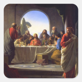 Das letzte Abendessen von Carl Bloch Quadratischer Aufkleber