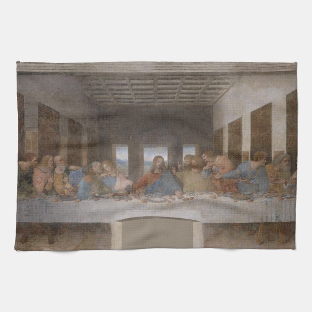 Das letzte Abendessen von Leonardo da Vinci Geschirrtuch (Horizontal)